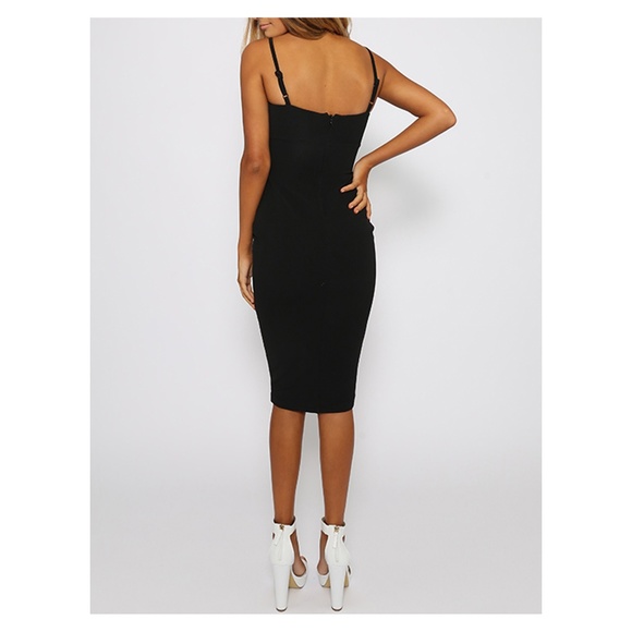 Black Cut Out Wrap Pencil Midi Dress - Picture 3 of 4